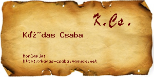 Kádas Csaba névjegykártya