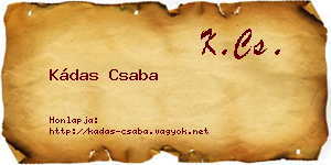 Kádas Csaba névjegykártya